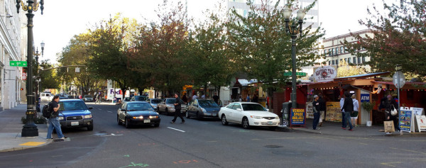 Crossing at 9th and Alder can feel like a game of Frogger. (Photo: Kirk Paulsen)