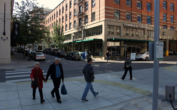 How many crosswalks can you see at this intersection? (Photo: Kirk Paulsen)